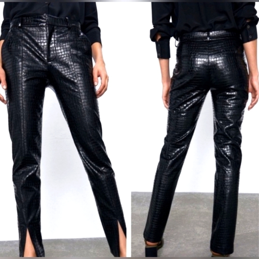 ZARA Faux Leather Open Front Slit